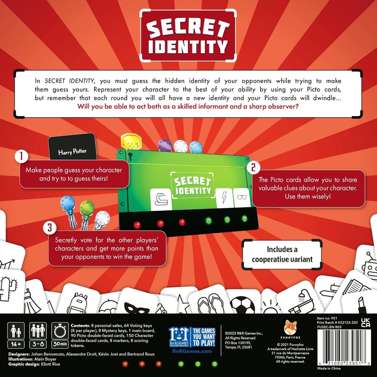 Secret Identity board game by FunnyFox - back of box