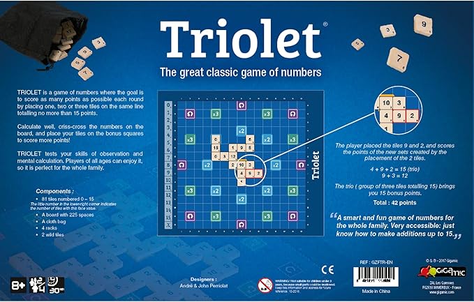 TRIOLET number game by GIGAMIC - back box